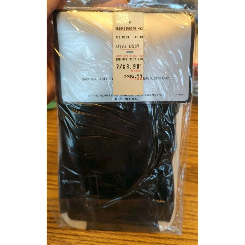 New Vintage Marianne Fashion Pantyhose  Size B Black Ultra‎ Sheer Dot W/Rosette